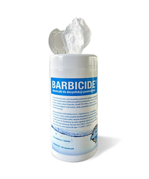 Barbicide-Biodegradowalne Chusteczki do Dezynfekcji Powierzchni 100 sztuk